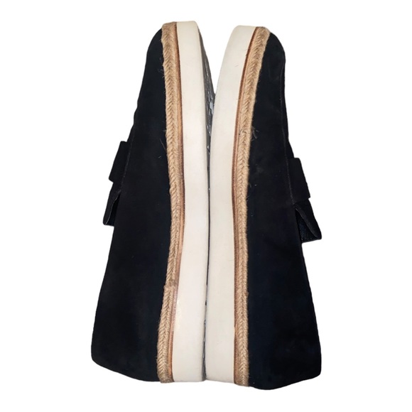 Via Spiga Tenley Platform Loafers Black Suede Espadrille Slip On Leather Size 11 - Picture 3 of 8